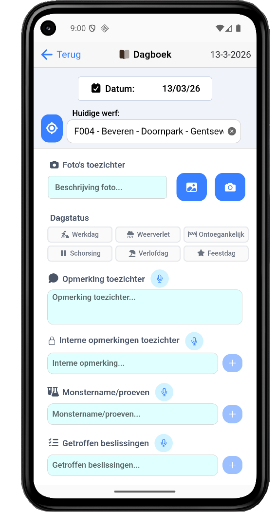 Dagboek der werken op iPhone en Android smartphone
