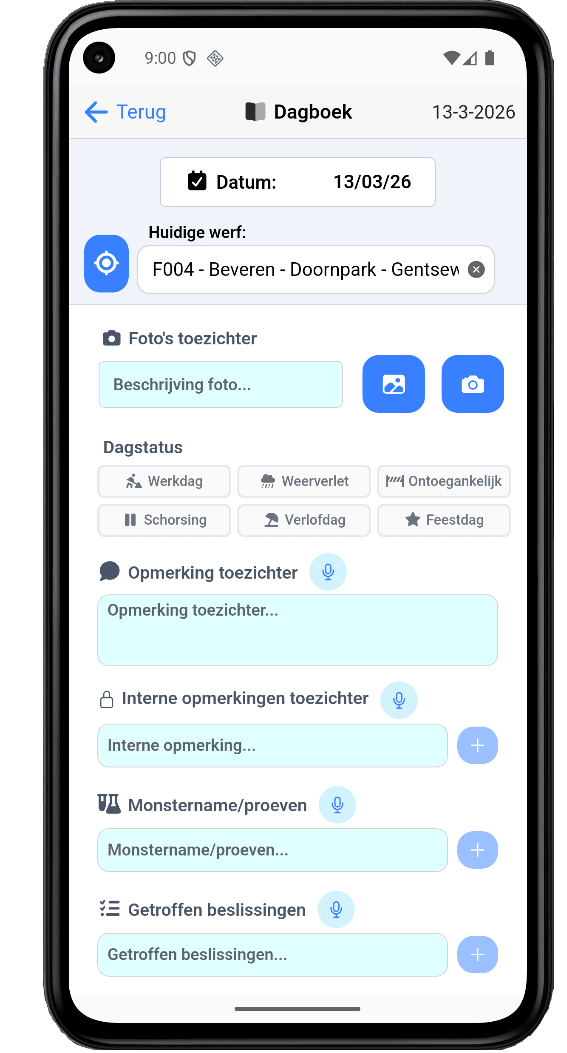 Dagboek der werken op iPhone en Android smartphone
